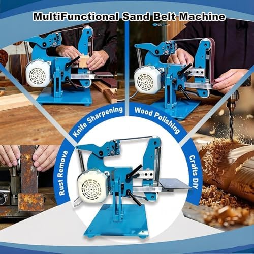 Heavy-Duty Vertical Horizontal Belt Polisher,750W/1100W Electric Grinding Machine with 915x50mm Belt, Robust Steel Body Design, Perfect for Woodworking Metal Refinishing(750w)