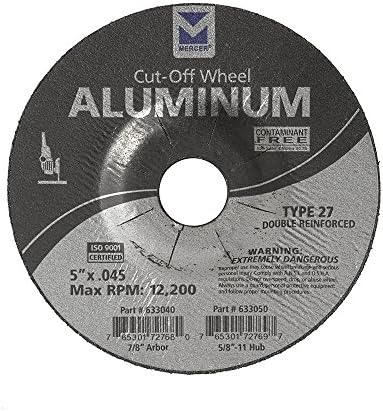 Mercer Industries 633040 - 5" x .045 x 7/8" Type 27 Cut-Off Wheels for Aluminum (25 pack)