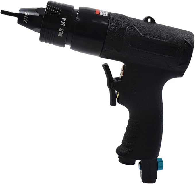 Pneumatic Rivet Nut Gun Air Rivet Nut Pull Setter Riveting Fastening Tool With 3/16 5/32 Riveting Mandrels Quick Change Locking Nozzle Bolts Adapter Drill For Air Rivet Nut Insert Installation Tool