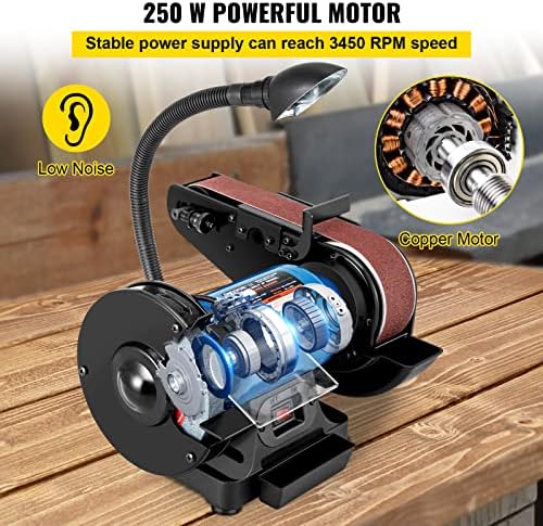 VEVOR 2IN1 2" Belt Grinder for Knife Making, 6" Belt Sander, 3450RPM Belt and Disc Bench Sander 90° Belt Holder with Sturdy Base and LED Working Lamp