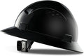 LANON Black Full Brim Hard Hat, OSHA Construction Work Approved, HDPE Safety Helmet with 4 Point Adjustable Ratchet Suspension, Class E, G & C