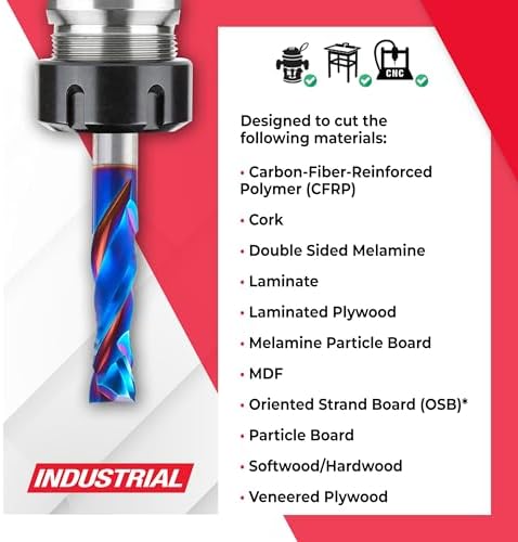 Amana Tool Spektra Extreme Tool Life Solid Carbide CNC Compression Spiral Router Bit, 46195-K, 1/2 D x 1-3/4 CH x 1/2mm Shank x 3-1/2 Inch L 2 Flute