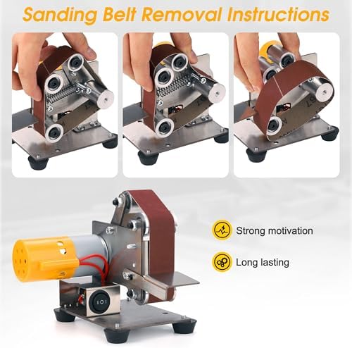 Mini Belt Sander for Knife Making, 3 IN 1 Electric Power Bench Belt Sanders