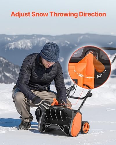 VEVOR Corded Electric Snow Shovel, 12A 17-inch Snow Shovel, 60° Adjustable Chute, 20 ft Throwing Distance, Snowthrower with Dual Safety Switch, Winter Ice Removal Tool for Driveway Sidewalk Patio