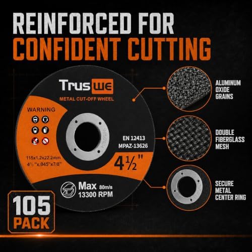 Cut Off Wheels 4 1/2 Inch - 105 Pack Cut Off Wheels Metal and Stainless Steel Cutting Wheel for Angle Grinder Ultra Thin Cut-Off Wheel Cutting Disc