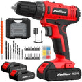 PULITUO 20V Cordless Drill Set, 2 Batteries Electric Screwdriver, 30Nm Power Drill Driver, 21+1 Torque, 2 Speed, 3/8"Keyless Chuck, power Drill with LED Light, Drill Driver Kit for Home (Red)