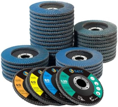 S SATC 40 PCS Flap Discs 4 1/2 for Angle Grinder 40/60/80/120 Grit High-Performance Abrasive Grinding Wheels for Metal Wood Stainless Steel Type 29