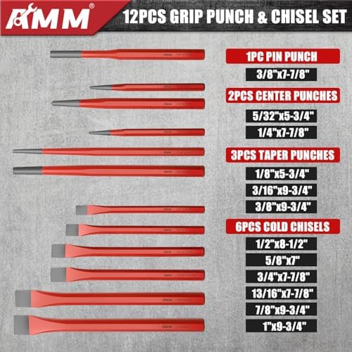 AMM 28-Piece Punch and Chisel Set, Heavy Duty Cr-V for Metal