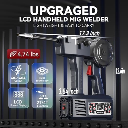 GZ GUOZHI 2026 Newest Handheld MIG Welder 110V, 140A Flux Core Welding Machine, Portable MIG Welder Gasless Inverter Wire Feed Welders,Upgrade 360° rotatable torch (MIG-140H)