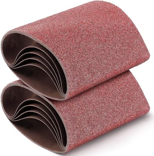 Demissle 10 Pack 8 x 19 Inch Floor Sanding Belt 24 Grit Heavy Duty Aluminum Oxide Cloth Sanding Belts Drum Floor Sander Sandpaper for Commercial and Residential Flooring