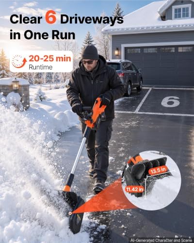 VEVOR Electric Snow Shovel 40V 13.5" Battery-Powered Cordless Snow Blower