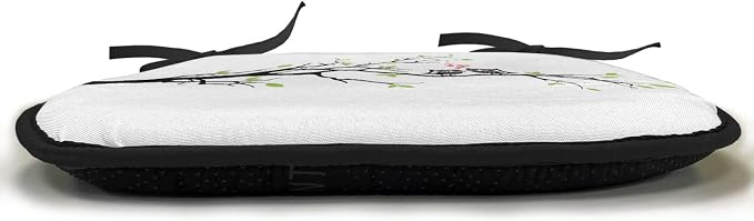 Lunarable Owls Chair Cushion Pads Set of 2, Owls in Love Sitting on a Branch Leaf Leaves Hearts Romance Themed Art, Anti-Slip Seat Padding for Kitchen & Patio, 16"x16", Apple Green Red Black