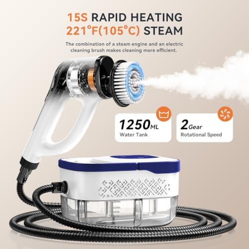 Steam Cleaner, Electric Spin Scrubber Portable Steamer for Cleaning