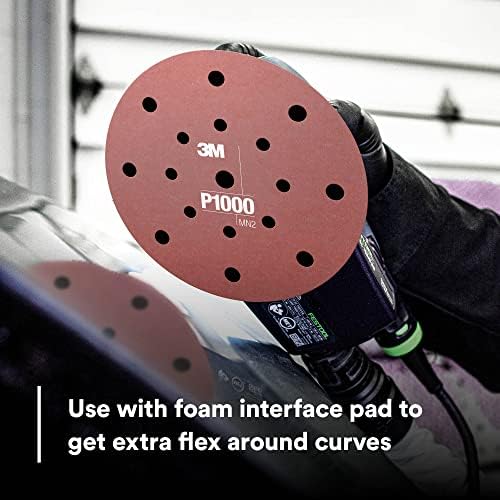 AMAPR 3M Hookit Flexible Abrasive Disc 34407, 6 in, 1000+ Grade, 25 Pack, Primer Sanding, E-coat Sanding, Blending