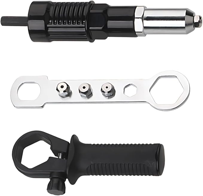 Pop Rivet Gun Adapter Kit, Cordless Electric Power Drill Rivets Attachment with 4 Rivet Heads 2.4mm, 3.2mm, 4.0mm & 4.8mm, Riveter Insert Nut Tool for Pop Riveting Work