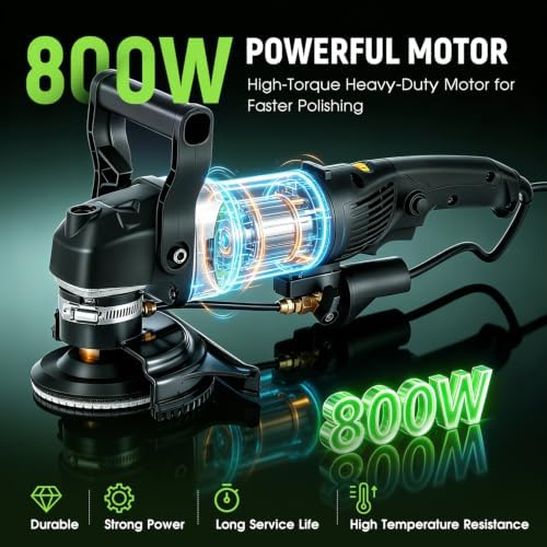 Antstone Wet Polisher 800W 6 Variable Speed 4'' Electric Granite Polisher Grinder Buffer with 7 Diamond Polishing Pads Wet Stone Polisher Concrete Polisher for Granite Marble Concrete Stone Tile