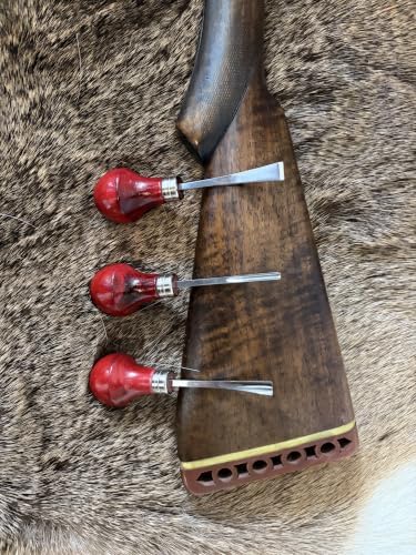 UJ Ramelson Gunsmith Student set. By Sonoran Desert Institute for students beginning in gunsmith course. Includes 5/16" bent #8, 5/32" Straight U & 3/8" Bent Chisel. 3 Pocket Denim Tool Roll. USA.