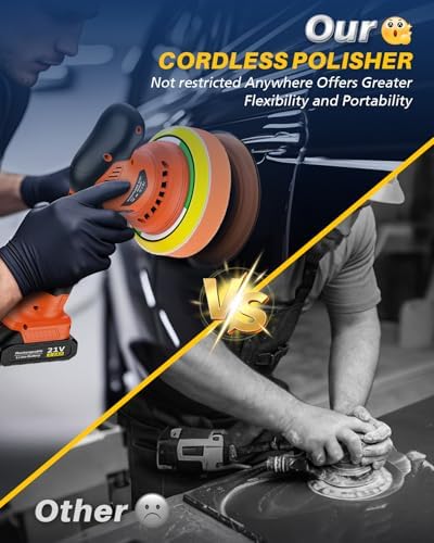Cordless Car Buffer Polisher, 8 Variable Speed Car Polisher with 2x 21V 2000mAh Batteries & 18 PCS Attachments, 2800-6000RPM Cordless Car Polishing Machine for Waxing, Polishing & Scratch Removal