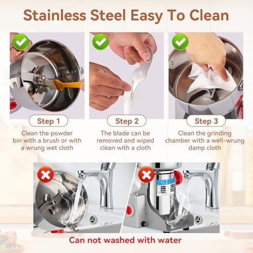 3000W Grain Mill- 32000 RPM High-Speed 1000g Electric Stainless Steel flour mill with 270° Swing Grinding for Grains, Millet, Spices & Coffee - Ideal for Kitchen and Commercial Use