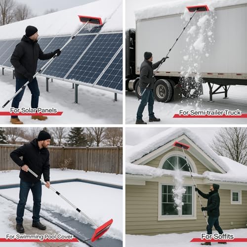 Chumia Snow Roof Rake 20ft Reach 15.75"x6.5" EVA Foam Adjustable Pole