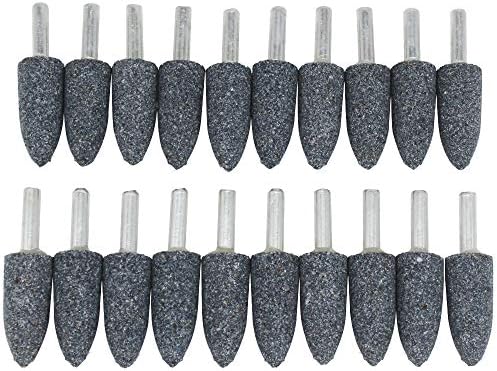 20Pc 1/4" Shank Brown Corundum Grinding Head Cone Shaped Grinding Wheel Abrasive Mounted Grinding Point Stone Rotary Tools Deburring Polishing - Diameter:16mm