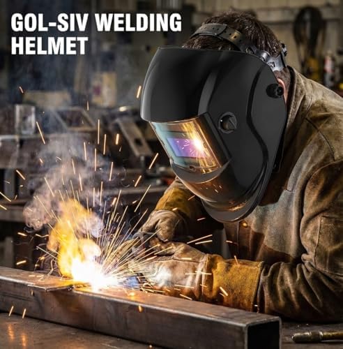 Welding Helmet Auto Darkening-Solar/Battery Powered-True Color -Wide View Screen Welding Mask-2 Arc Sensor, 0.1ms Response Time-Shade 9-13,For SMAW, MIG, TIG And Grinding