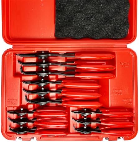 12-Piece Universal Snap Ring Pliers，Heavy Duty Fixed Tip Combination Internal and External Snap Ring Pliers, Suitable For Automobiles, Lawn Mowers, and Agricultural Equipment
