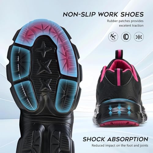Hogent Steel Toe Shoes for Men Women - Non Slip & Lightweight Work Shoes
