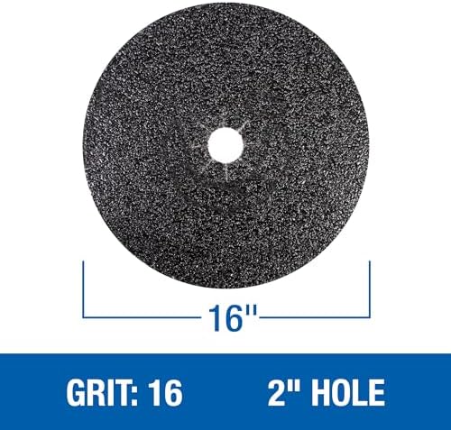 Mercer Industries 426016 Silicon Carbide Floor Sanding Disc, Cloth Back, 16" x 2" Hole, Grit 16X, 20-Pack