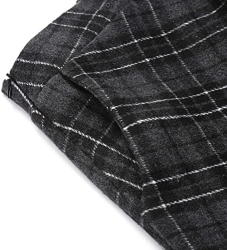 IDEALSANXUN Womens Plaid Wool Skirts Elastic Waist A-Line Pleated Tartan Long Skirts