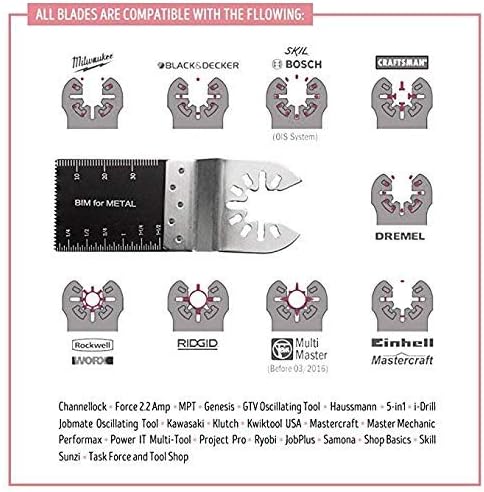 50PCS Bi-Metal Oscillating Multitool Quick Release Oscillating Saw Blades Fits Fein Multimaster, Porter Cable, Black&Decker, Bosch Craftsman, Ridgid, Makita, Milwaukee, Dewalt etc