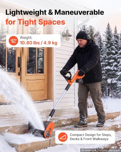 VEVOR Electric Snow Shovel 20V 12" Battery-Powered Cordless Snow Blower