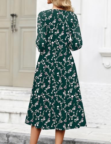 Zeagoo 3/4 Sleeve Women's Dress Casual Aline Summer Fall Midi Long Dresses