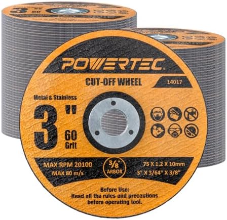 POWERTEC 3" Cut-Off Wheels, 100 PK, 3/8" Arbor (14017-P2)