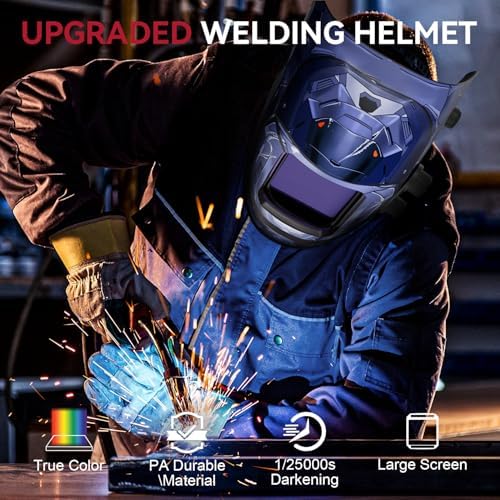 ARCCAPTAIN Auto Darkening Welding Helmet, 3.94"X3.66" Large Viewing Screen