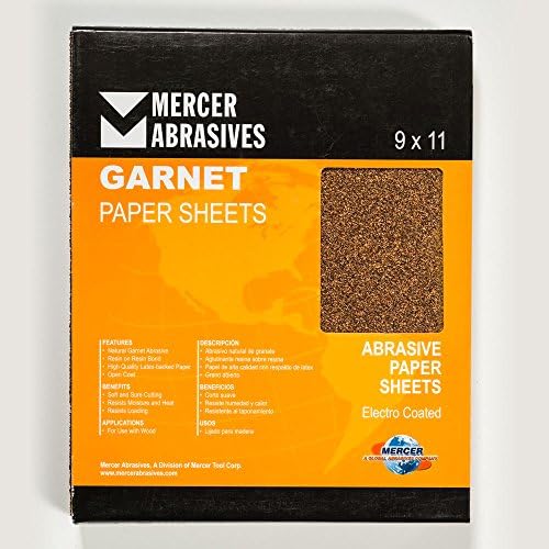 Mercer Industries 206040D - 9 x 11 Garnet Paper Sheets, Grit 40D (50 pack)