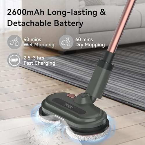 Cordless Electric Mop, Electric Floor Cleaner with Floor Cleaning Solution