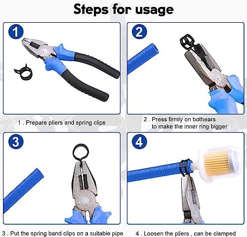 30pcs 0.43" ID Constant Tension Band Hose Clamps, 11mm Spring Band Type Action Hose Clamp Manganese Steel Fuel Line Clamp Low Pressure Air Clip Clamp for Fuel Hose Line Water Pipe Air Tube black