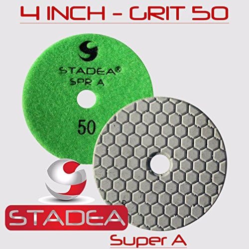 Diamond Polishing Pads 4" Dry For Concrete Granite Stone Polish- Set of 8 Pads, 1 Rubber Backer Holder