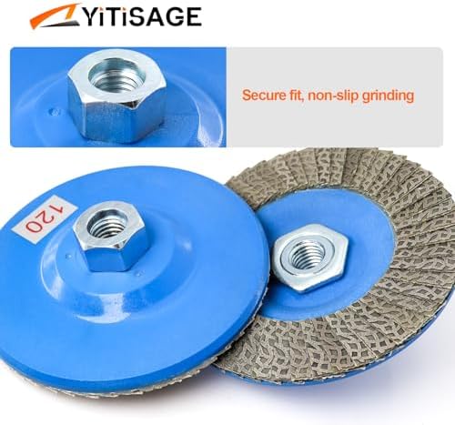 4.5" Diamond Flap Disc,Plastic Back Grinding Wheel for Marble,Ceramics,Sander Tile,Stone,Glass,Concrete(Grit 120-1pc)