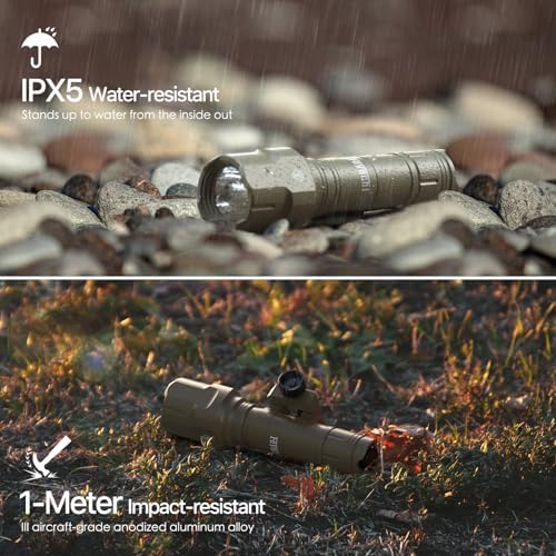 Feyachi Rifle Light 1200LM 22500Candela WL25 Tactical AR Flashlight LED Outdoor Light with Pressure Switch & Picatinny/Mlock Rail Mount, 3 Modes - High/Low/Strobe