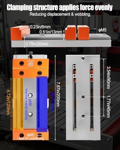 Mini Low Profile Bench Vise Fit for FoxAlien 3018 Masuter 3 Masuter Pro 3S XE-PRO WM-3020 Vasto CNC Engraving Machines, Aluminum Alloy Hold-Down Clamp
