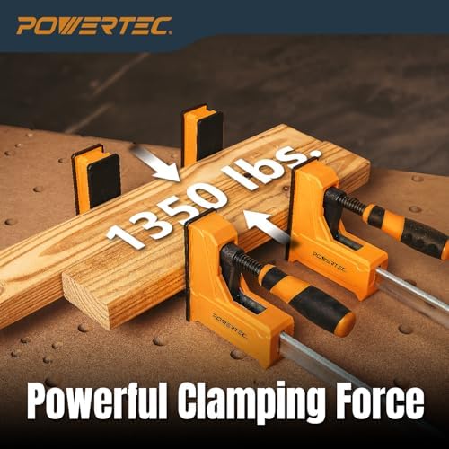 POWERTEC 71368 24-Inch Parallel Clamps for Woodworking | 90 Degree Heavy Duty Steel Bar Jaw Clamp Spreader Tool | 2PK