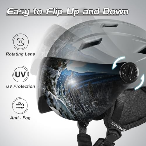 Odoland Ski Helmet with 2-in-1 Visor Goggles, Lightweight for Men Women