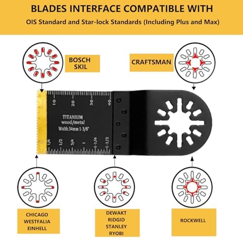 20 Pcs Titanium Oscillating Saw Blades Compatible with Star-Lock Tools