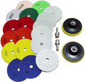 16 Packs Dry Diamond Polishing Pads Set, 4 Inch Dry/Wet Granite Bufffing Pad for Marble Quartz Concrete Stone Tiles - High Temperature Resistance Sanding Kit for Grinder Polisher Drill