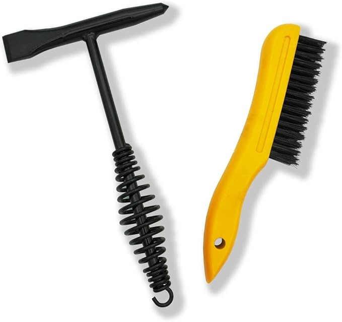 Welding Chipping Hammer with Coil Spring Handle,10.5",Cone and Vertical Chisel/ 10" Wire Brush(Yellow), VASTOOLS Chipping Hammer