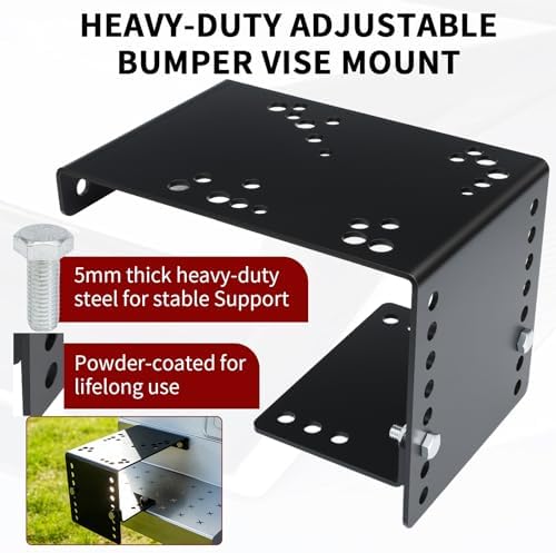 Bumper Vice Mount,Black Powdercoat, Pre-Drilled Heavy Duty Truck Vise Mount for Versatile Height Adjustment, Easily Bolt to Utility Truck and Service Body Truck (Black)