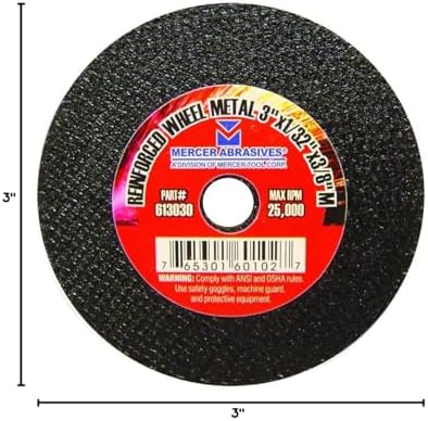 Mercer Industries 613030-3" x 1/32" x 3/8" Cut-Off Wheels for Metal (100 pack)