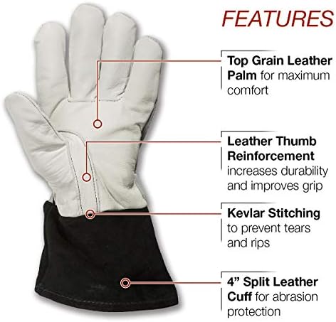 Lincoln Electric DynaMIG Traditional MIG Welding Gloves | Top Grain Leather | Extra Large | K3805-XL,White